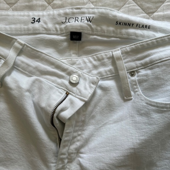 J.Crew Skinny Flare Cropped White Denim Jeans - Picture 1 of 3